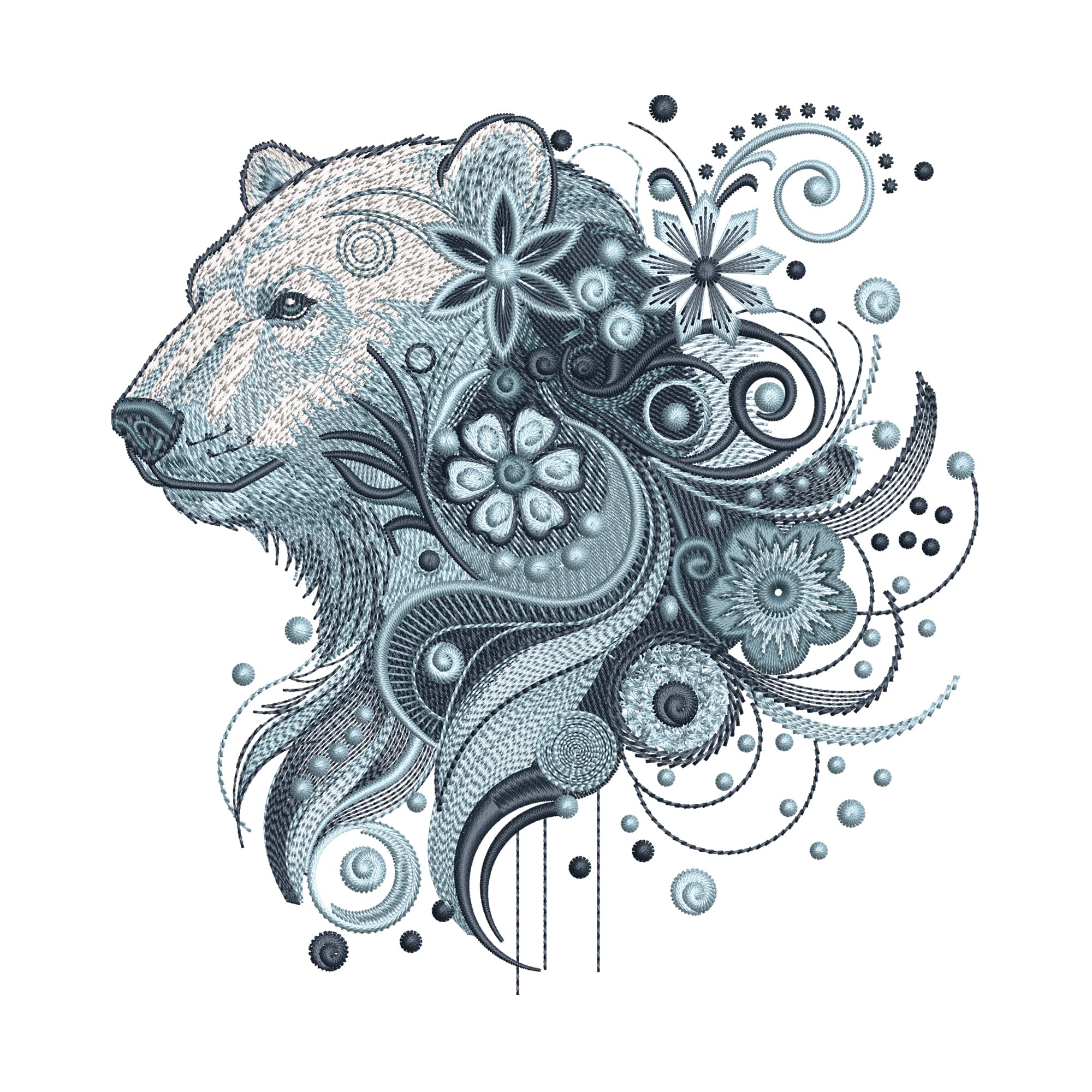 Embroidery digitizing sample - Boho Bear Design